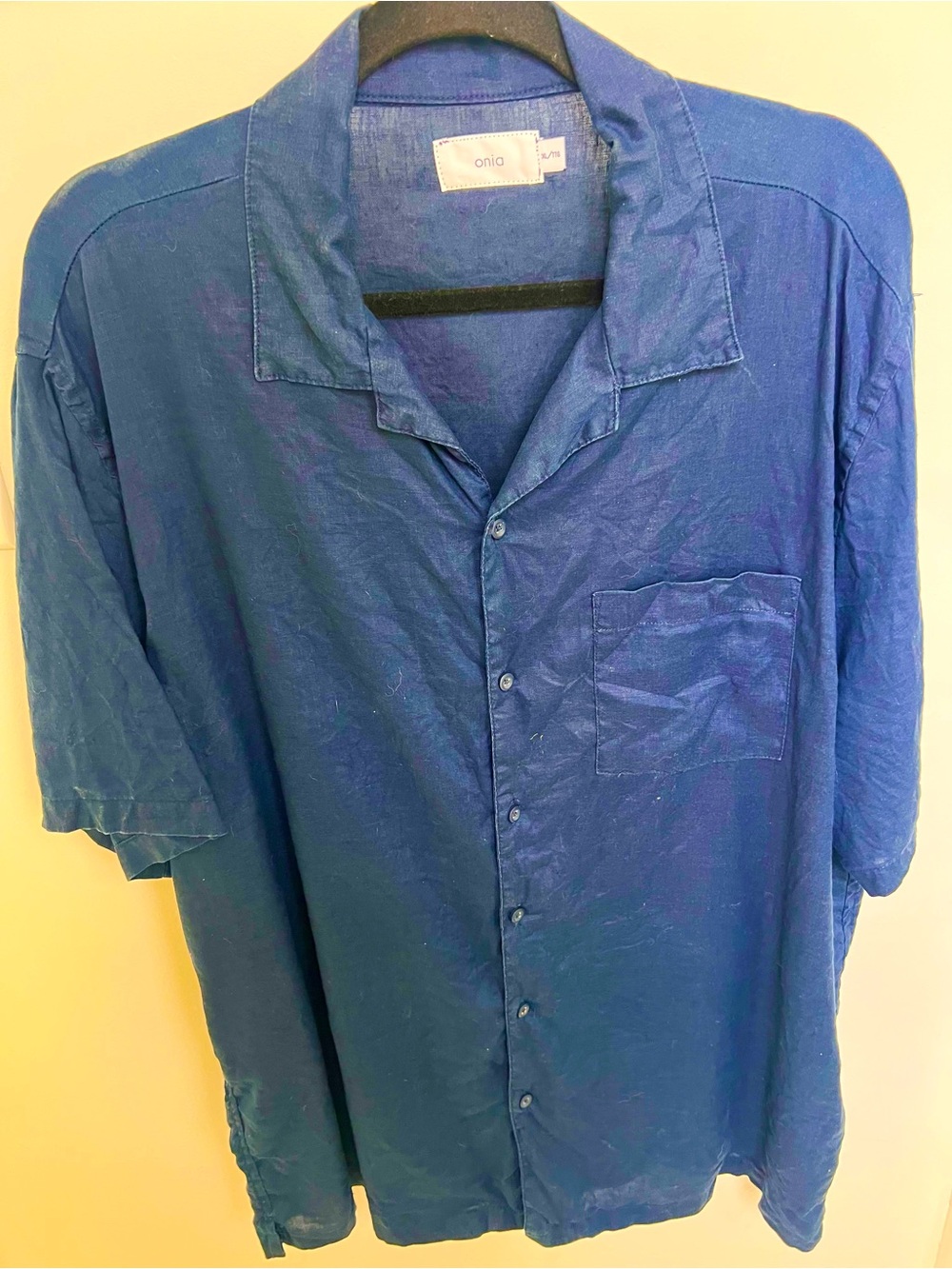 Onia Men's Short-Sleeve Linen Shirt - Blue